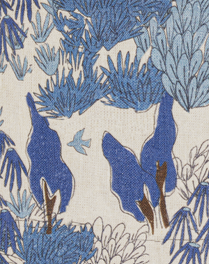 Garden Walk Linen Fabric Swatch, Blue by Sarah Sherman Samuel