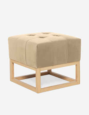 Angled view of the Grasmere Brie Velvet Ottoman