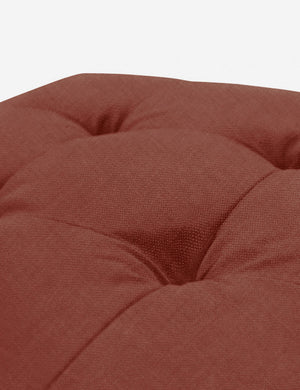 Button tufting on the cushion of the Terracotta Linen Grasmere Ottoman
