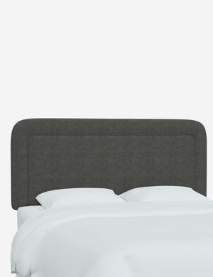 Angled view of the Gwendolyn Charcoal Gray Linen headboard