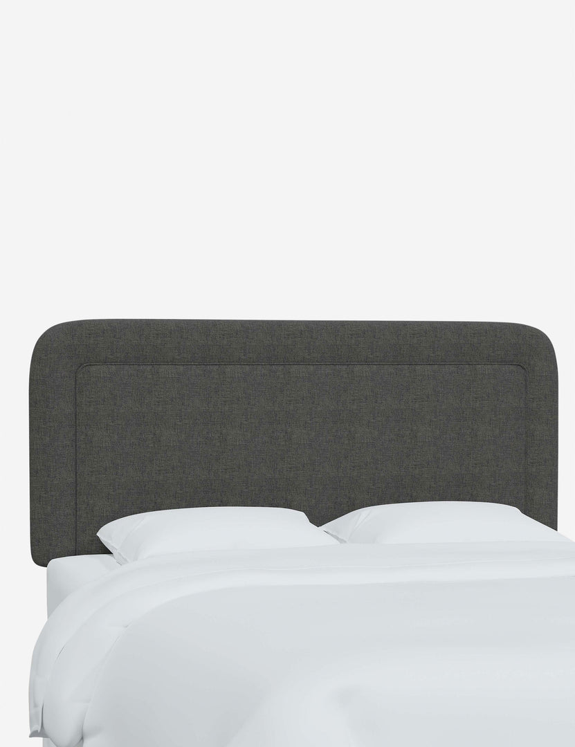 #color::charcoal-linen #size::full #size::queen #size::king #size::cal-king | Angled view of the Gwendolyn Charcoal Gray Linen headboard