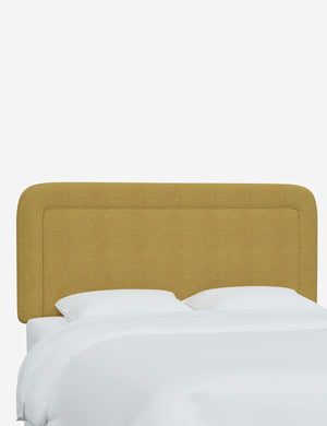Angled view of the Gwendolyn Golden Linen headboard