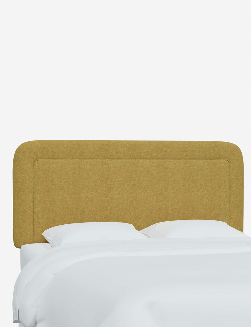#color::golden-linen #size::full #size::queen #size::king #size::cal-king | Angled view of the Gwendolyn Golden Linen headboard