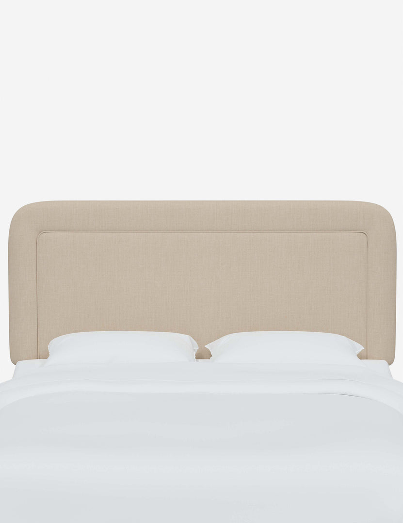 #color::natural-linen #size::full #size::queen #size::king #size::cal-king | Gwendolyn natural linen headboard with soft, arched corners and an interior welt border
