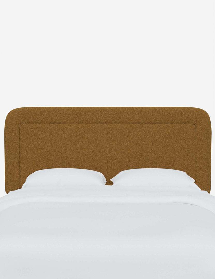 #color::ochre-boucle #size::full #size::queen #size::king #size::cal-king | Gwendolyn Ochre Boucle headboard with soft, arched corners and an interior welt border