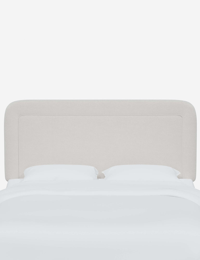 #color::snow-velvet #size::full #size::queen #size::king #size::cal-king | Gwendolyn Snow White Velvet headboard with soft, arched corners and an interior welt border