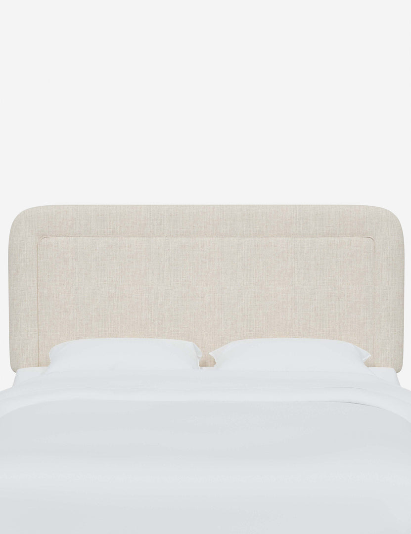 #color::talc-linen #size::full #size::queen #size::king #size::cal-king | Gwendolyn Talc Linen headboard with soft, arched corners and an interior welt border