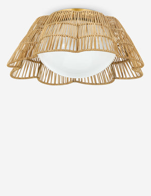 Lareina scalloped shade wicker flush mount light.