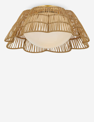 Lareina scalloped shade wicker flush mount light.