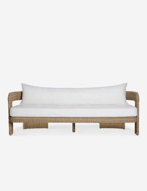 Hadler modern sculptural open frame wicker outdoor sofa.