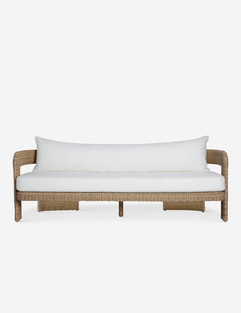 #color::natural | Hadler modern sculptural open frame wicker outdoor sofa.