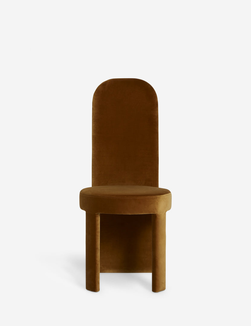 #color::sienna-velvet | Halbrook upholstered tall back sculptural dining chair in sienna velvet