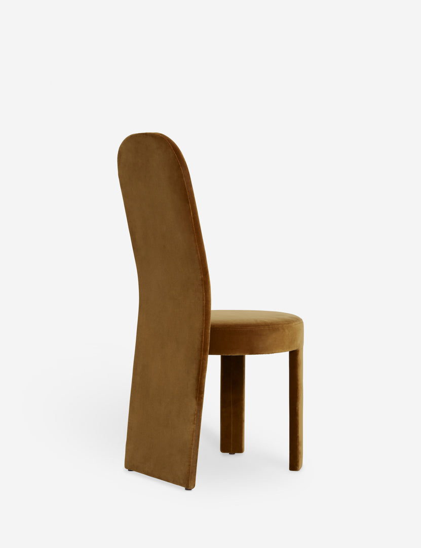 #color::sienna-velvet | Back view of the Halbrook upholstered tall back sculptural dining chair in sienna velvet