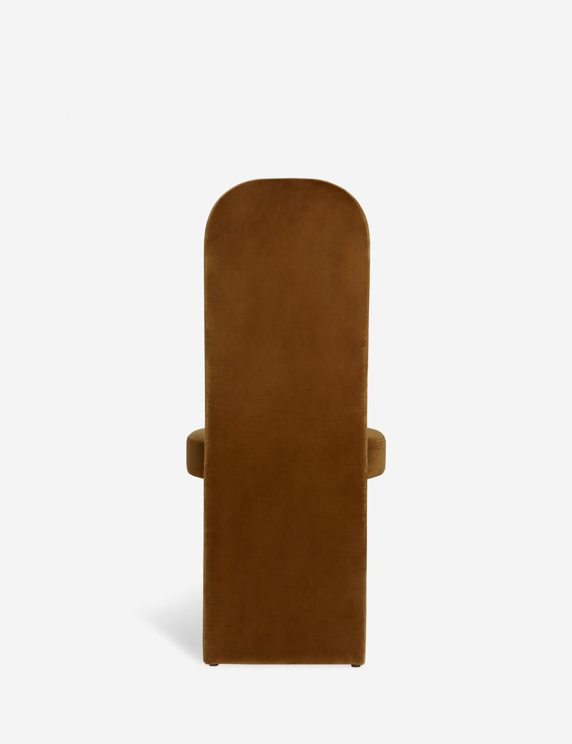 #color::sienna-velvet | Back of the Halbrook upholstered tall back sculptural dining chair in sienna velvet