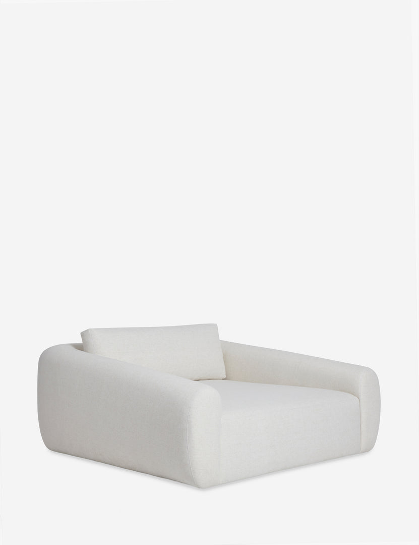| Harlowe softly sculpted plush media lounger side view.