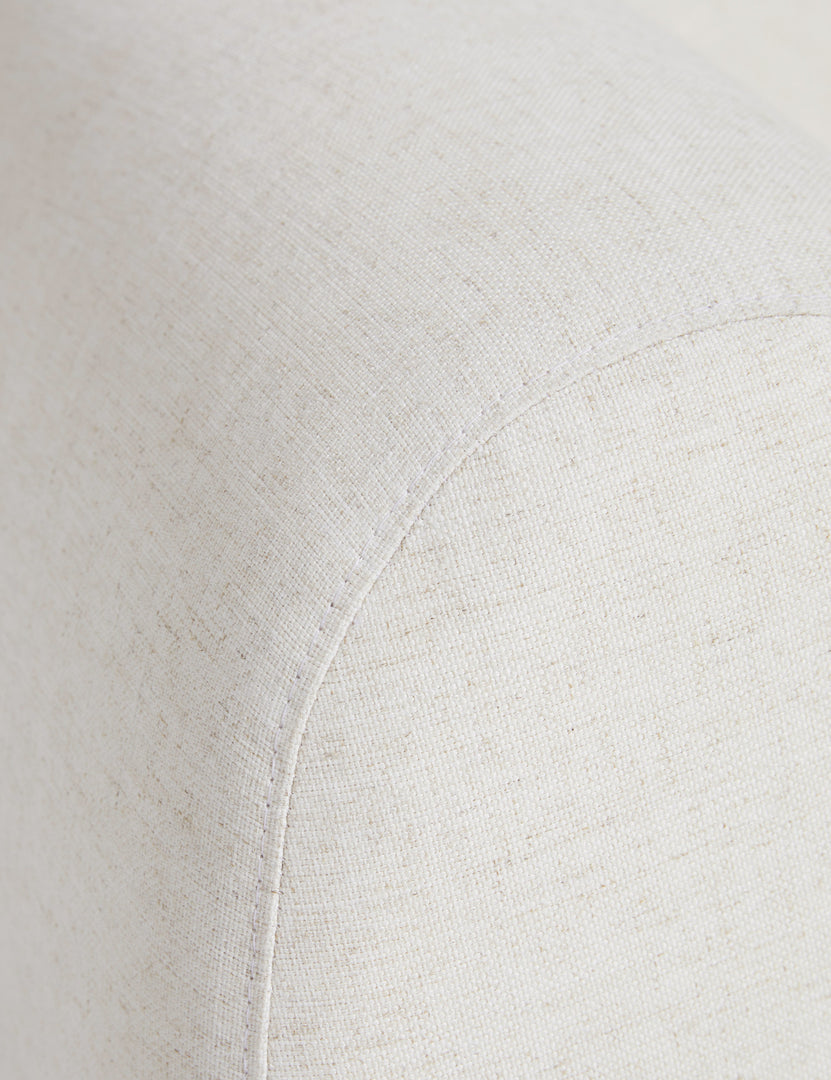 | Close up view of the Harlowe softly sculpted plush swivel accent chair.