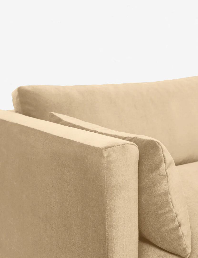 #size::84-W #size::96-W #color::brie-classic-velvet | Left side of the Brie Velvet Hollingworth Sofa