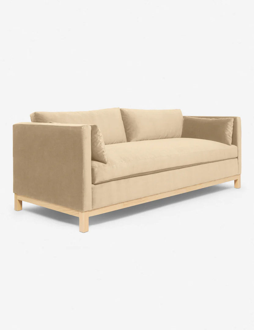 #size::84-W #size::96-W #color::brie-classic-velvet | Angled view of the Brie Velvet Hollingworth Sofa