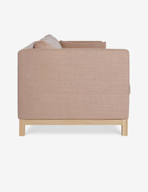 Side of the Apricot Linen Hollingworth Sofa