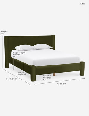 King dimensions of the Loden Velvet Hyvaa Bed by Sarah Sherman Samuel