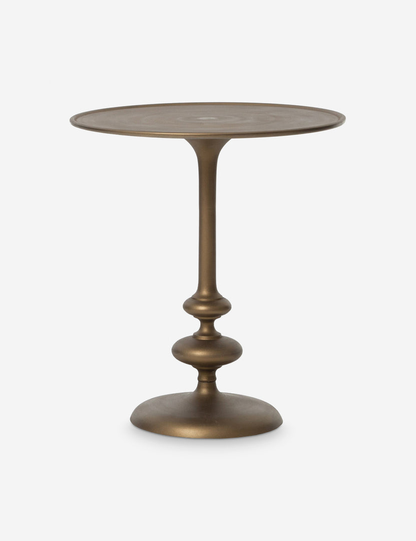 #color::brass | Caratto round matte brass finish metal side table.