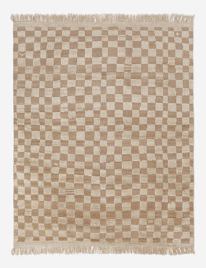 Irregular Checkerboard Hand-Knotted Wool Rug Swatch by Sarah Sherman Samuel, Natural