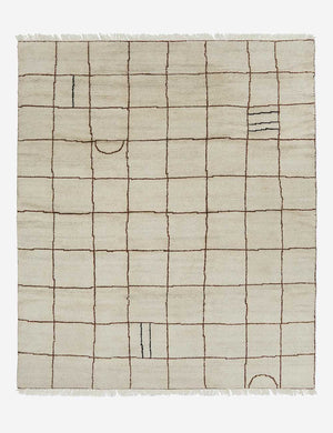 Irregular Grid Hand-Knotted Wool Rug Swatch by Sarah Sherman Samuel, Ivory