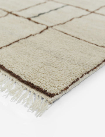 Irregular Grid Hand-Knotted Wool Rug Swatch by Sarah Sherman Samuel, Ivory