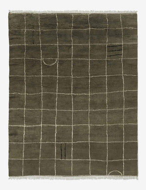 Irregular Grid Hand-Knotted Wool Rug Swatch by Sarah Sherman Samuel, Khaki