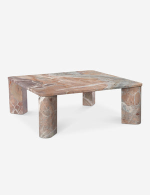 Cato solid marble square coffee table in orange marble