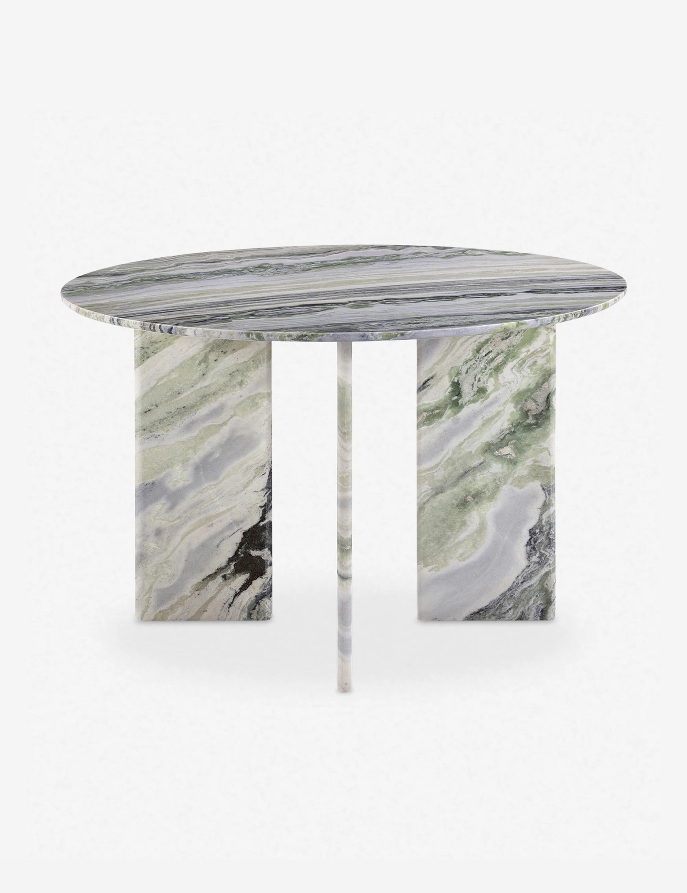 #color::green-onyx-marble | Celia sculptural round marble dining table.