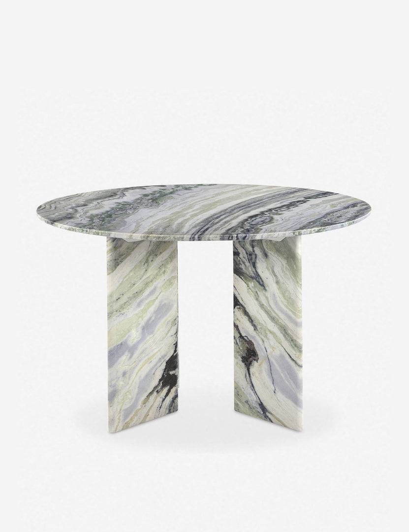 #color::green-onyx-marble | Celia sculptural round marble dining table.