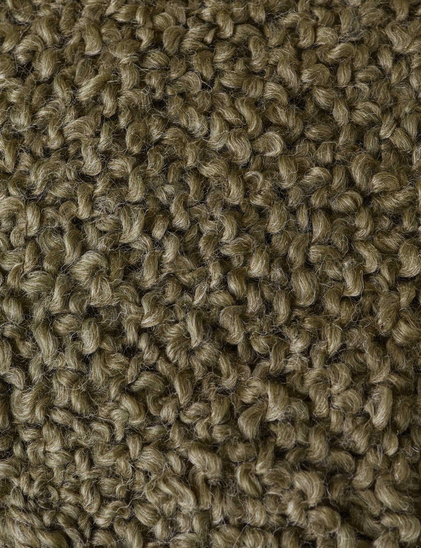 #color::moss | Close up of the Jaffe chunky knit fringed outdoor throw blanket in moss.
