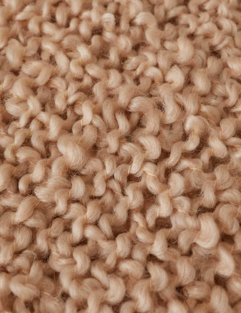 #color::natural | Close up of the Jaffe chunky knit fringed outdoor throw blanket in natural.