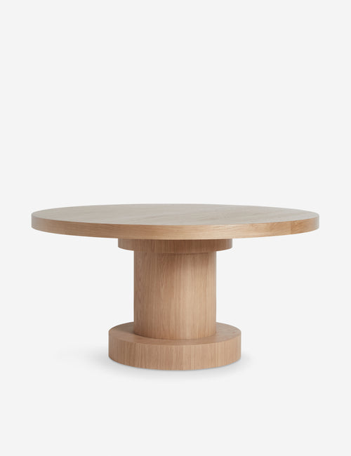 | Karine round natural wood pedestal dining table