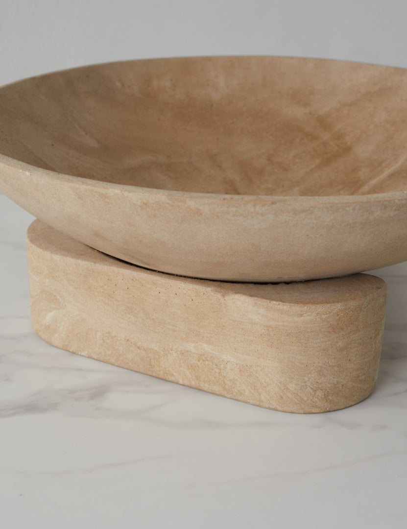 #color::natural | Close up of the Kester sculptural footed decorative bowl.