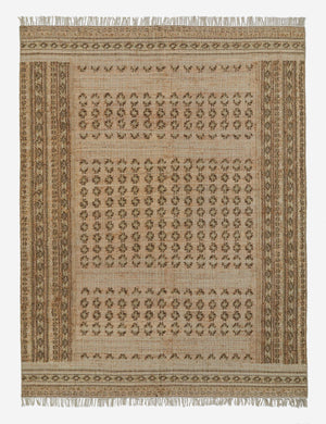 Keziah moss jute and wool blend, flatweave rug with traditional motifs