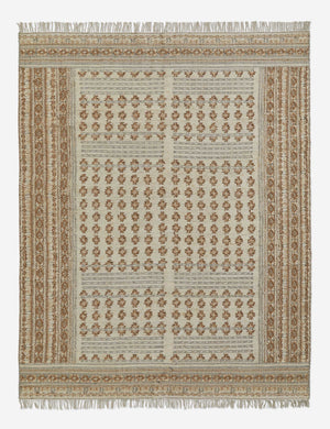 Keziah slate jute and wool blend, flatweave rug with traditional motifs