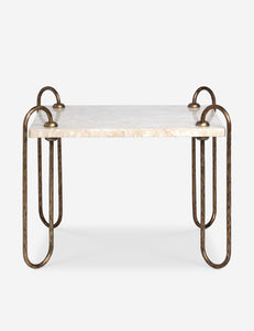 Open Box: Kimberly Side Table, Ivory Marble