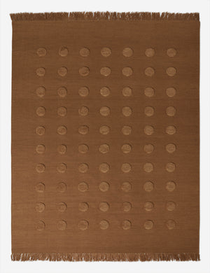 Kohta high-low pile dot design wool area rug in camel