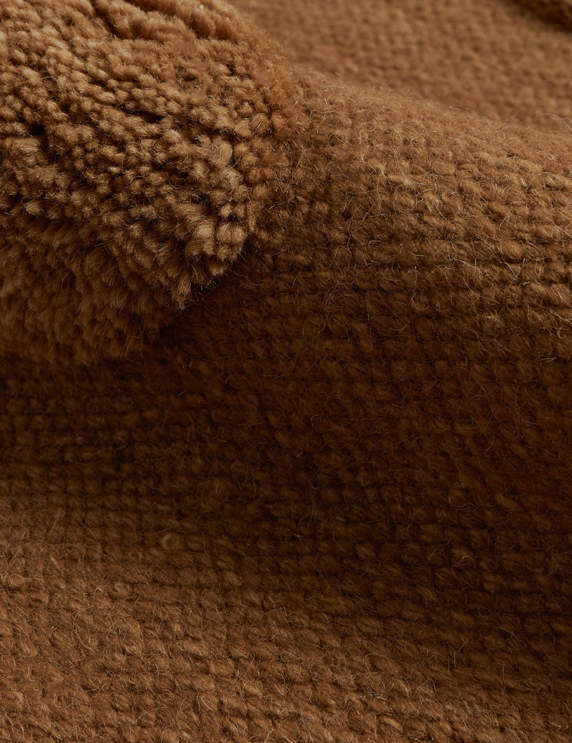 #color::camel #size::2--x-3- #size::2-6--x-8- #size::3--x-5- #size::6--x-9- #size::8--x-10- #size::9--x-12- #size::10--x-14- #size::12--x-15- | Close up of the Kohta high-low pile dot design wool area rug in camel