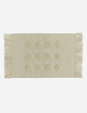 Kohta high-low pile dot design wool small area rug in ivory