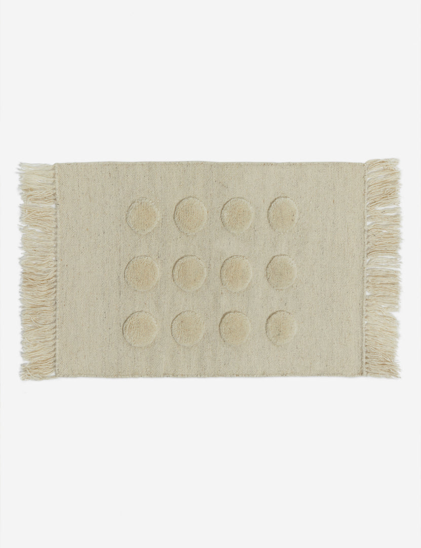 #color::ivory #size::2--x-3- | Kohta high-low pile dot design wool small area rug in ivory