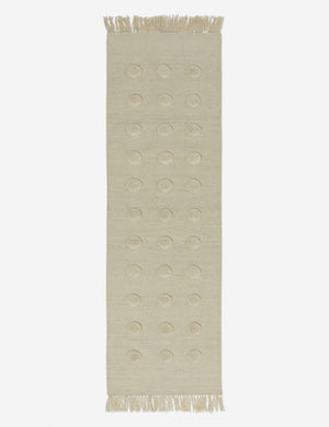 Kohta high-low pile dot design wool runner rug in ivory