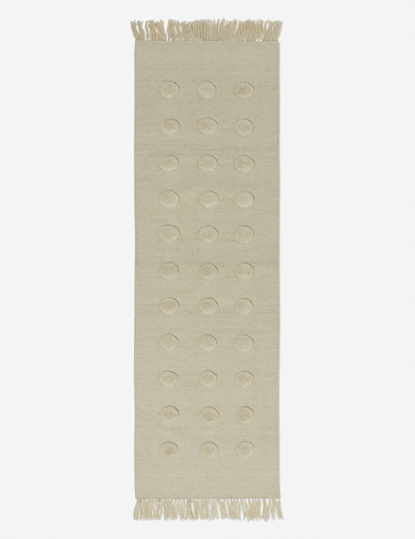 #color::ivory #size::2-6--x-8- | Kohta high-low pile dot design wool runner rug in ivory