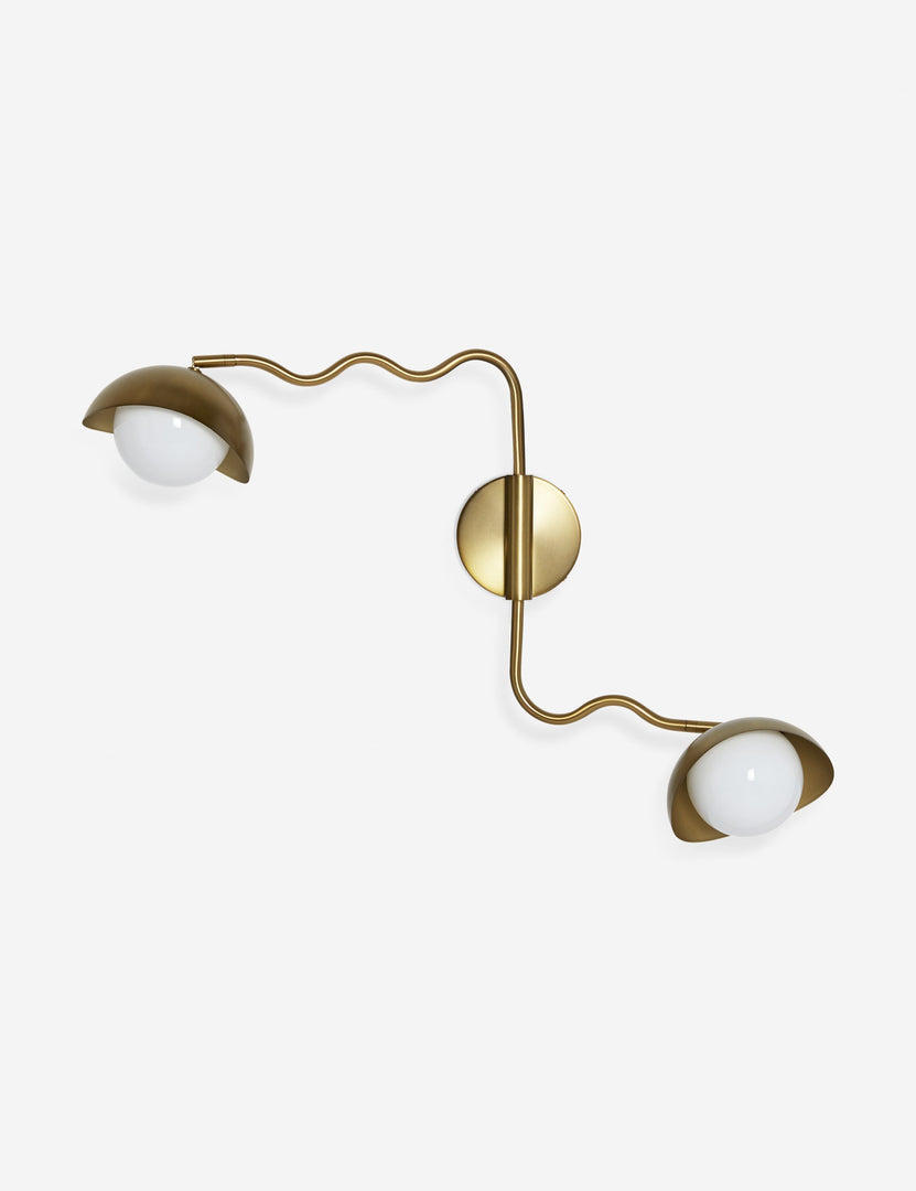 #color::brass | Kukka modern wavy adjustable two arm wall sconce in brass