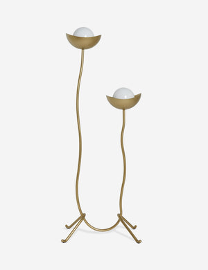 Kukka modern two light wavy base floor lamp in brass