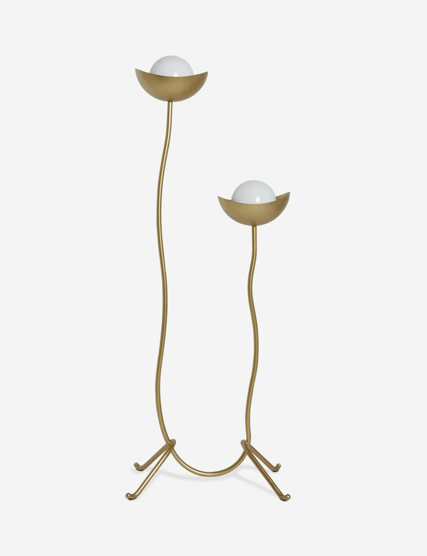 #color::brass | Kukka modern two light wavy base floor lamp in brass