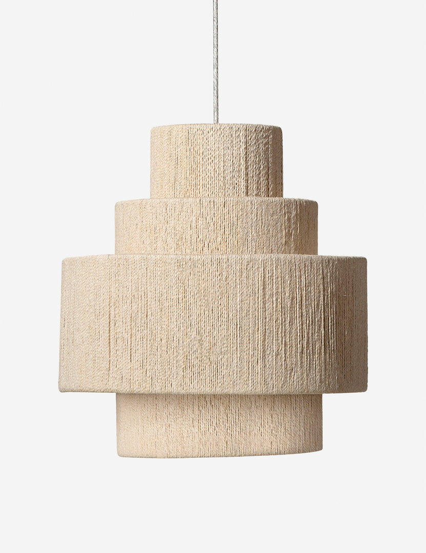 #color::natural #size::15-dia | Abernathy tiered rope-wrapped pendant light.
