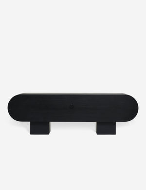 Back of the Laughlin retro pill shaped sideboard cabinet in black
